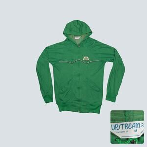 Vtg Upstream Pioneer Seed Green Zip Hoodie M